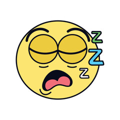 Vector Sleeping Face Emoji Cartoon Groovy Illustration Isolated