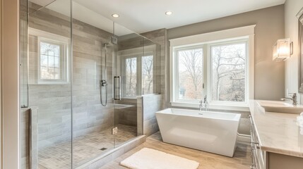 Elegant Luxury Bathroom with Glass Shower Design