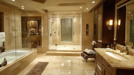 Elegant Luxury Bathroom Design with Glass Features