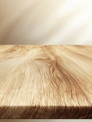 A natural wooden surface with visible grain pattern and soft side lighting, ideal for modern, earthy backgrounds
