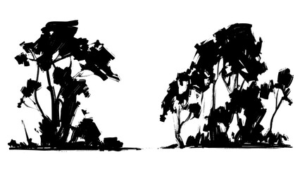 Black and white trees. Vector