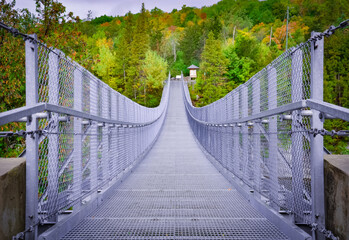 View of an empty suspension bridge in Campbellford, Ontario