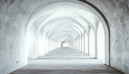 Obraz premium A long, concrete tunnel with symmetrical shapes and curves