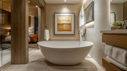 Elegant Freestanding Bathtub in Luxurious Bathroom Setting