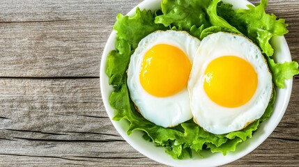 Sunny Side Up Eggs with Lettuce Healthy Breakfast Food