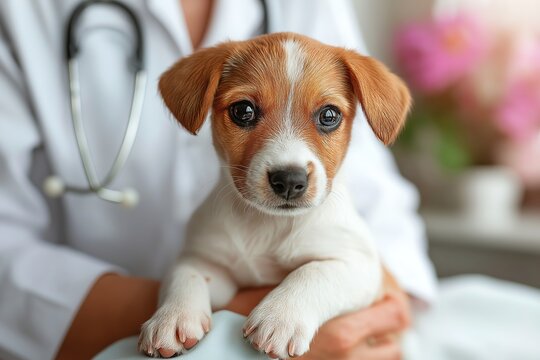 Veterinary poster illustrating canine parvovirus symptoms and prevention measures for dog owners and breeders