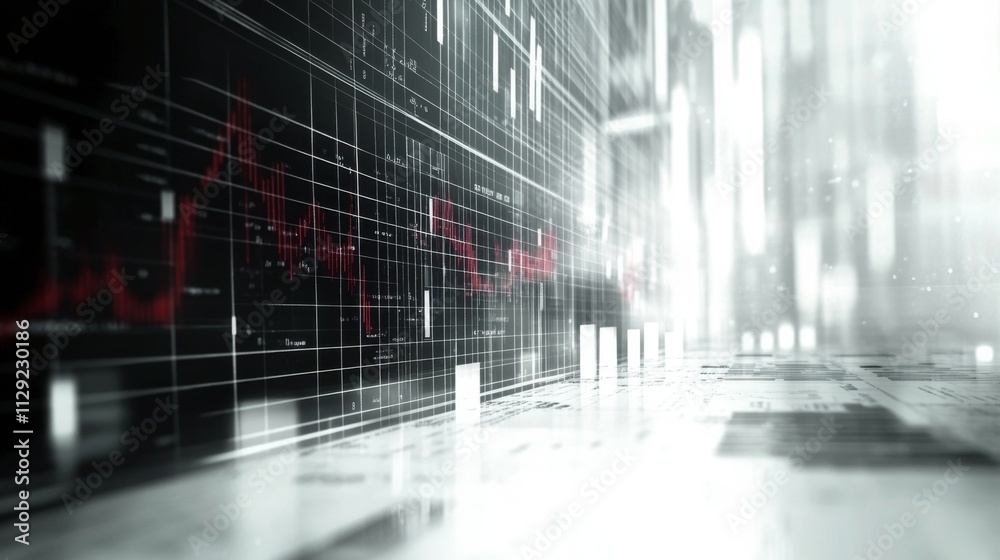 Poster abstract technology background with data visualization and grids