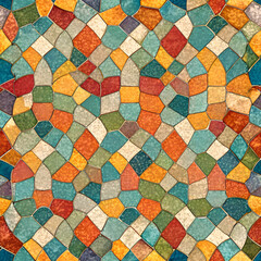 Colorful mosaic tile pattern design.