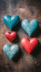 Fototapeta premium Red Heart on Wooden Background for Valentine's Day Decoration