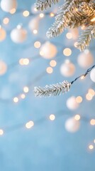 Festive Christmas Glow Frosted Pine and Twinkling Holiday Lights for Christmas, New Year, and Winter Solstice