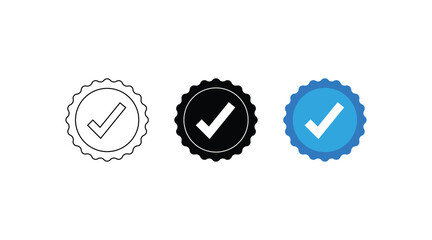 Facebook instagram verified account badge social media icon .Blue tick on social media profile verified account approval blue badge vector icon. Verified badge icon tick symbol vector, approved.