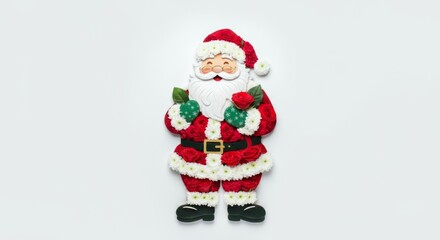 Festive Santa with Floral Design on Minimalist White Background – Perfect for Christmas, and Valentines Day Celebrations