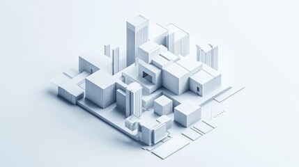Abstract White Cityscape: A Minimalist Architectural 3D Model
