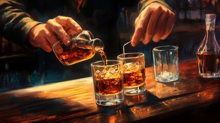 The Bartender's Art: A Masterful Pour of Whiskey