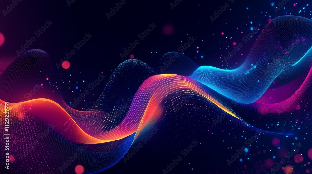 Aufkleber Vibrant Abstract Waves of Light and Color in Dark Background