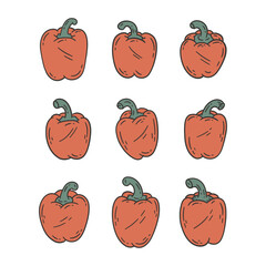Paprika Bell Pepper Doodle Style Illustration