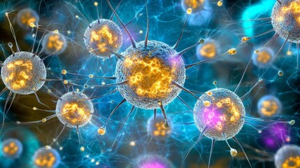 Colorful Abstract Representation of Microorganisms in Nature