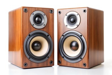 Fototapeta premium Wooden Speakers on white Background