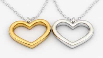 Elegant Gold and Silver Heart-Shaped Necklaces Perfect for Romantic Jewelry, Celebrating Love and Affection in Timeless Design for Special Occasions