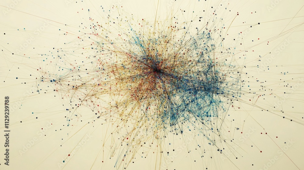 Poster abstract network visualization with colorful interconnecting lines