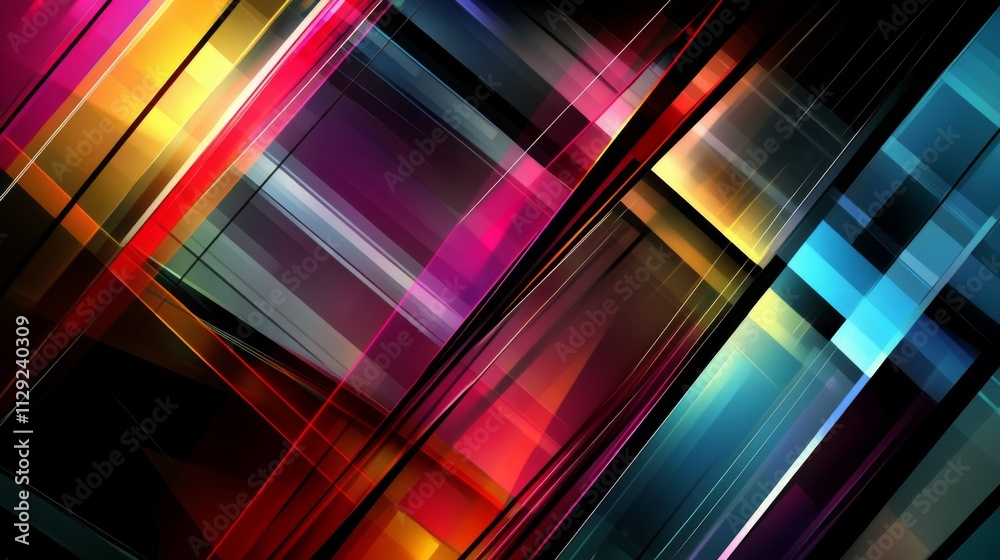 Leinwandbilder Colorful Abstract Lines and Shapes Creating Dynamic Background Visuals