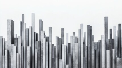 Obraz premium Abstract Vertical Structure with Varying Heights in Monochrome Tones