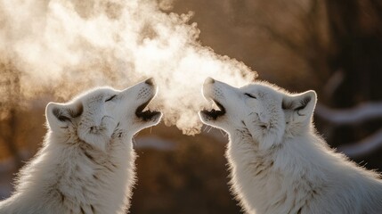 Arctic Wolves Howling in the Cold