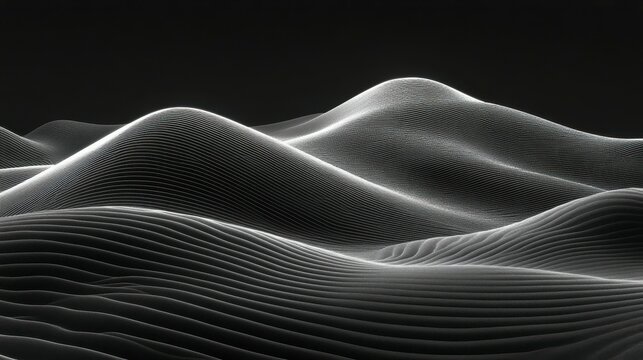 Enigmatic mist moves in fluid harmony blending light and shadow into an abstract and mystical display on a dark black backdrop