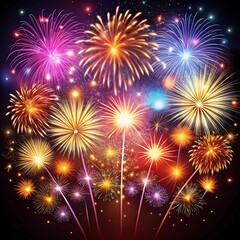 Fototapeta premium Fireworks background. New year celebration concept.