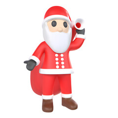 3D Santa Claus Models with Gifts and a Sack – Transparent Background
