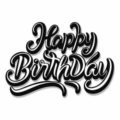 Obraz premium Hand drawn lettering. Happy birthday with shadow and highlights Vector Ink illustration (10)