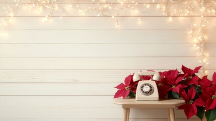Nostalgic Holiday Vibes National Ding-A-Ling Day, Christmas, New Year Celebration with Antique Telephone and Festive Decor