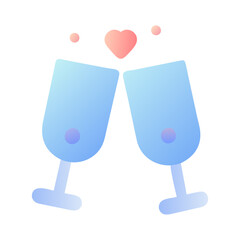 Fototapeta premium Romantic Champagne Glasses Vector Elegant Toasting Glasses with Hearts for Weddings, Anniversaries, and Celebrations