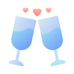 Romantic Champagne Glasses Vector Elegant Toasting Glasses with Hearts for Weddings, Anniversaries, and Celebrations