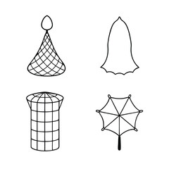 fishing net icon, outline vector