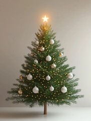 A minimalist Christmas tree with soft glowing lights and a clean background, ideal for modern holiday mockups