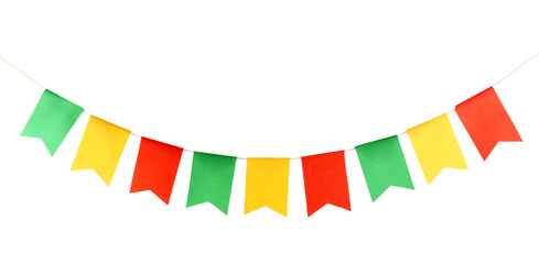 Obraz premium Colorful party flags isolated on white. Festive decor