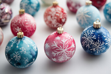 Artistic Patterned Christmas Ornaments in Festive Setting