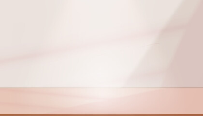 Background Beige Wall Studio Room and White Light,Shadow on Podium Stage for Product,Empty Autumn Backdrop.Fall Season scene banner with sunlight on floor texture,Interior Kitchen with blur gradient
