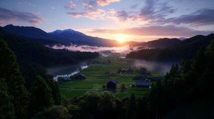 Majestic sunrise over the mountains