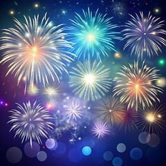 Naklejka premium Fireworks background. New year celebration concept.