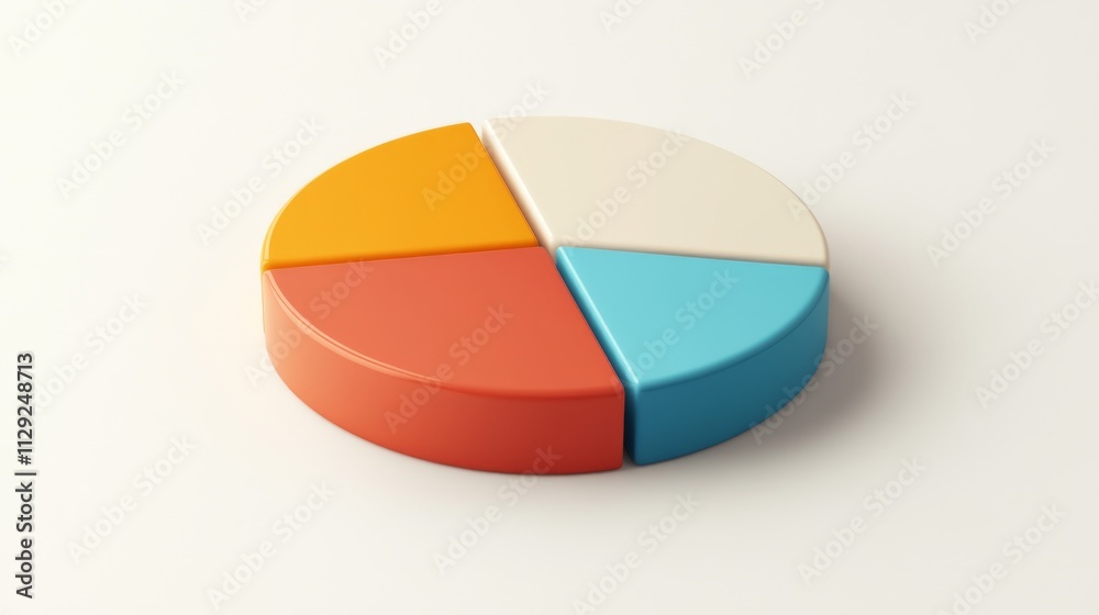 Poster colorful 3d pie chart representation on light background