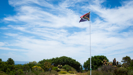 Fototapeta premium flag of south africa in the wind