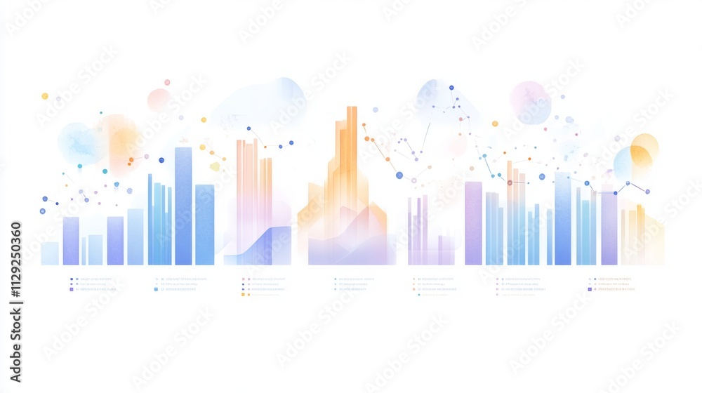 Poster colorful abstract data visualization with charts and graphs