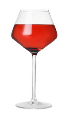 Red wine in glass on white background
