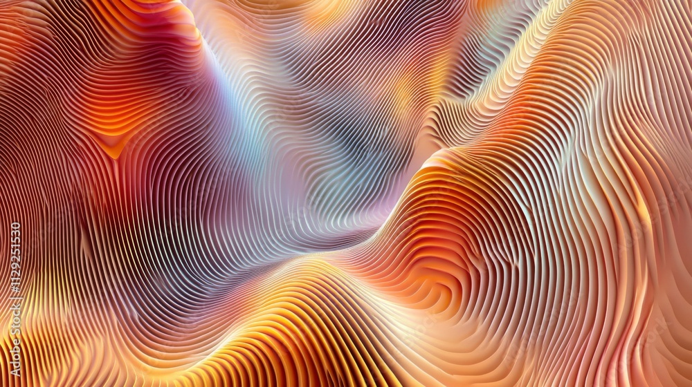 Aufkleber Abstract Waves of Color with Smooth Curves and Flowing Patterns