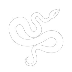 Isolated black outline cartoon snake on white background. Curve lines. Page of coloring book.