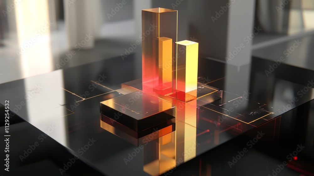 Aufkleber Abstract Glass Structures with Light Reflection on Dark Surface
