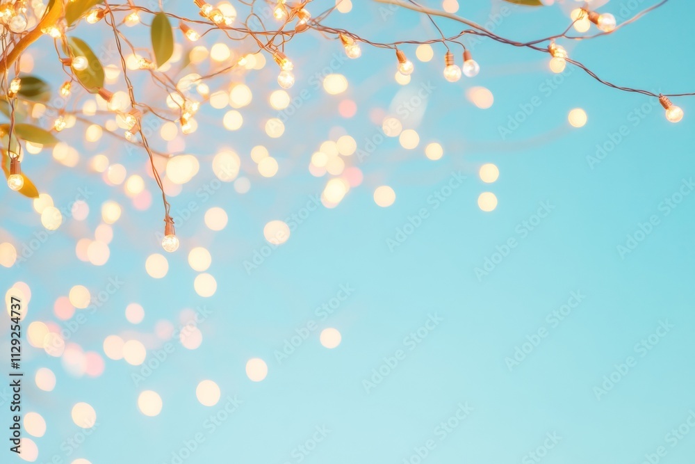 Poster elegant holiday lights against a tranquil sky a symbol of unity and joy