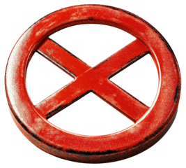 PNG Red metallic circle with an X inside